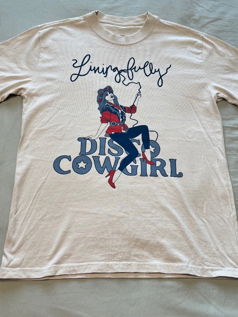 Living Fully Disco Cowgirl collab t shirt small